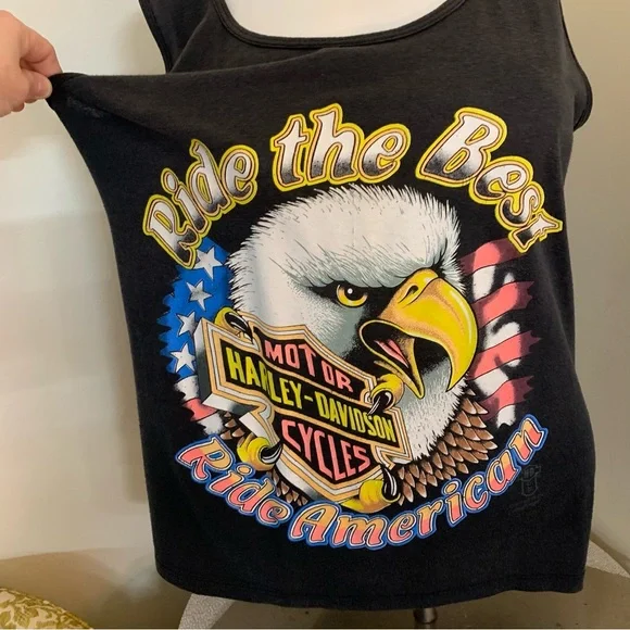 Harley Davidson vintage biker tank top. Early 80s. Vibrant colors. Normal wear. - Picture 3 of 6